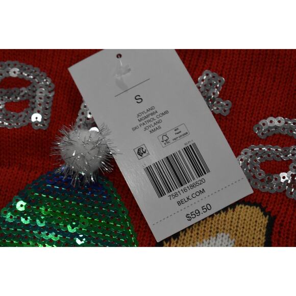 Joyland Ugly Christmas Sweater Santa Paws Dog Red Size Small NEW TAGS - Picture 8 of 9